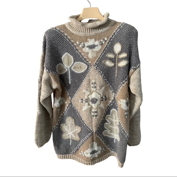 Vintage Sweaters - Vintage textured Cowell neck sweater XL